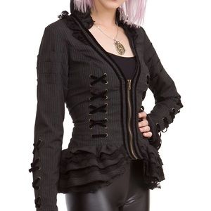 Spin Doctor Tripp goth Corset Lace up zip jacket